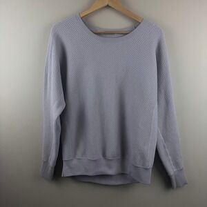 Athleta Merino Wool Blend Waffle Knit Crewneck Sweater Lavender Purple Medium